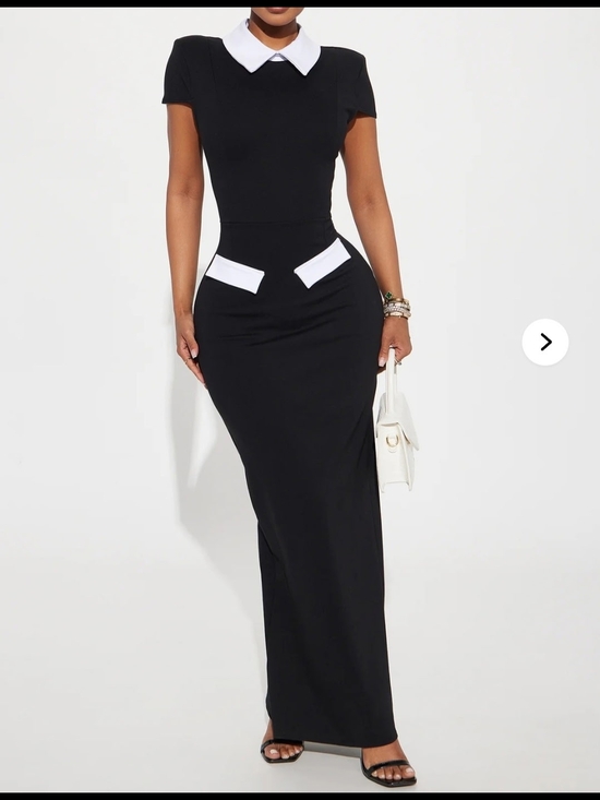 Fashion Nova Dresses & Skirts - Fashion Nova Black Maxi Dress with White Collar & Pocket Trim